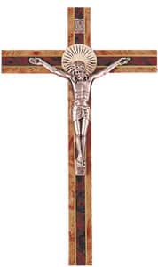 Wood Hanging Crucifix 6″  Two Tone