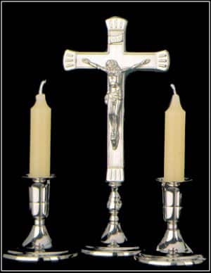 Sick Call Crucifix & Candle Set Nickel