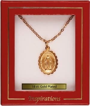 18ct Gold Plated Necklet With ¾ ” Miraculous Medal
