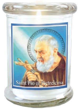 Padre Pio LED Glass Candle Holder