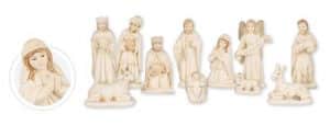 11 Piece White Resin Nativity Set