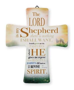 Porcelain Cross -Lord is my Shepherd